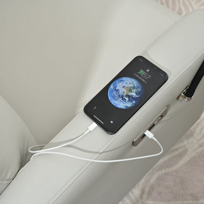 Grey Swivel Rocking Recliner with USB, Power Recline, and Overstuffed Comfort