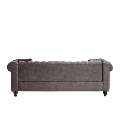Grey Tech Fabric 3-seater Chesterfield Sofa