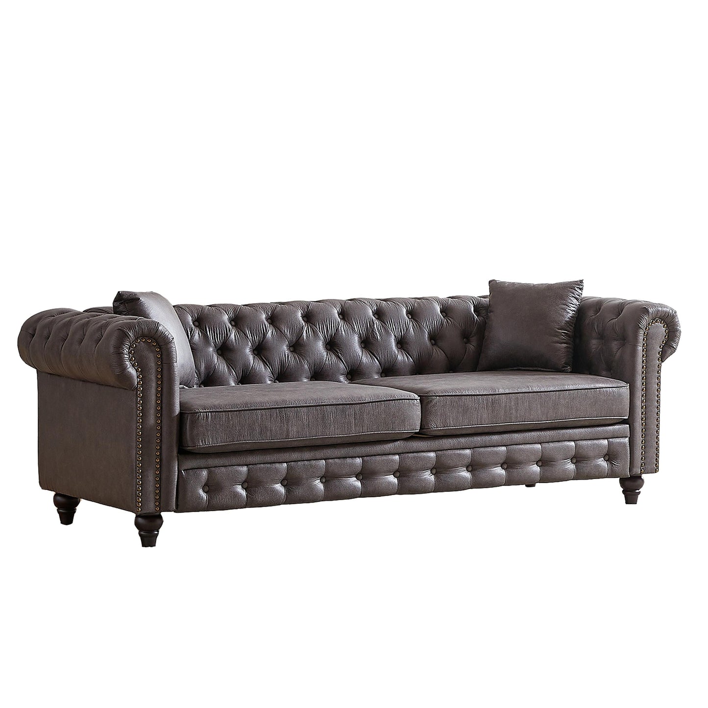 Grey Tech Fabric 3-seater Chesterfield Sofa