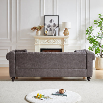 Grey Tech Fabric 3-seater Chesterfield Sofa