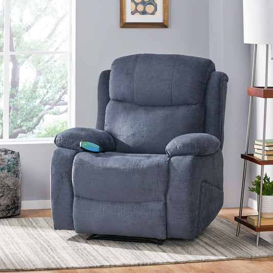 Grey Tufted Massage Recliner Chair with Pillow, Heating, Remote Control, and Manual Recline - 5 Massage Modes, Side Pocket