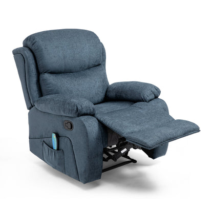 Grey Tufted Massage Recliner with Heating, Remote Control, and Manual Recline - 5 Massage Modes, Side Pocket