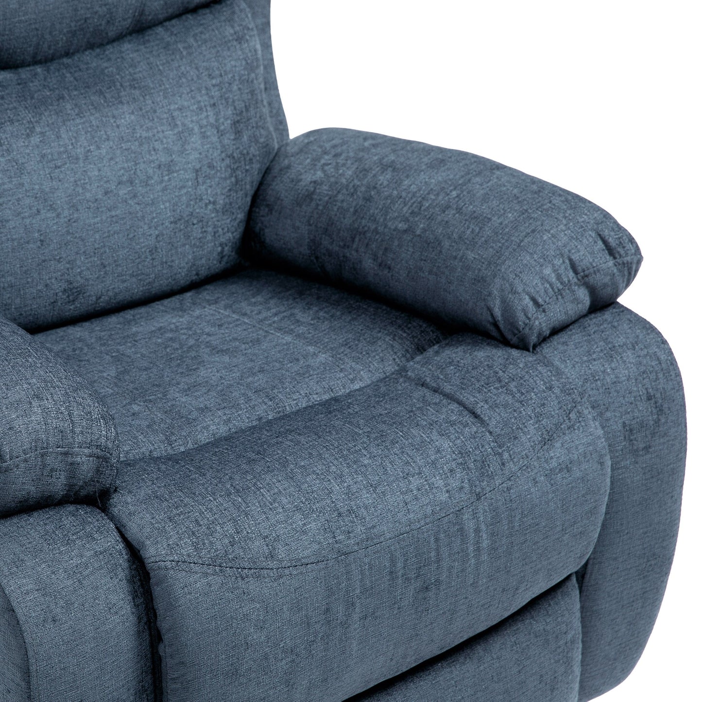 Grey Tufted Massage Recliner with Heating, Remote Control, and Manual Recline - 5 Massage Modes, Side Storage