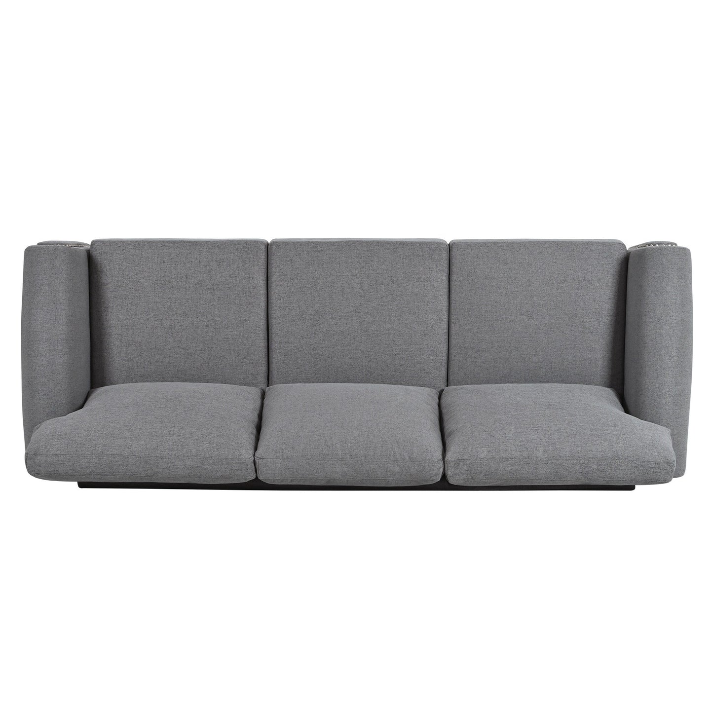 Grey Upholstered 3-seater Sofa with Nailheads