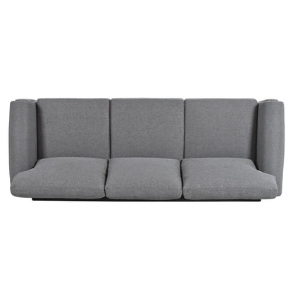 Grey Upholstered 3-seater Sofa with Nailheads