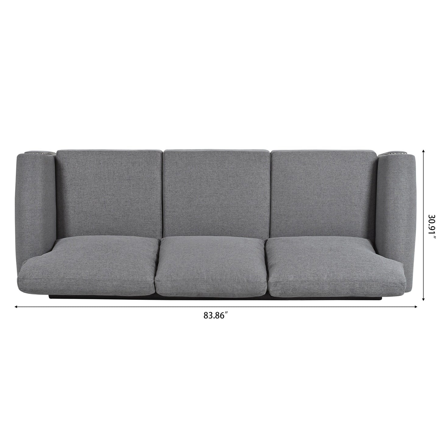 Grey Upholstered 3-seater Sofa with Nailheads