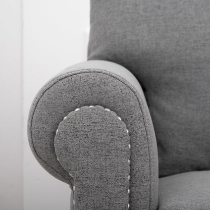 Grey Upholstered 3-seater Sofa with Nailheads