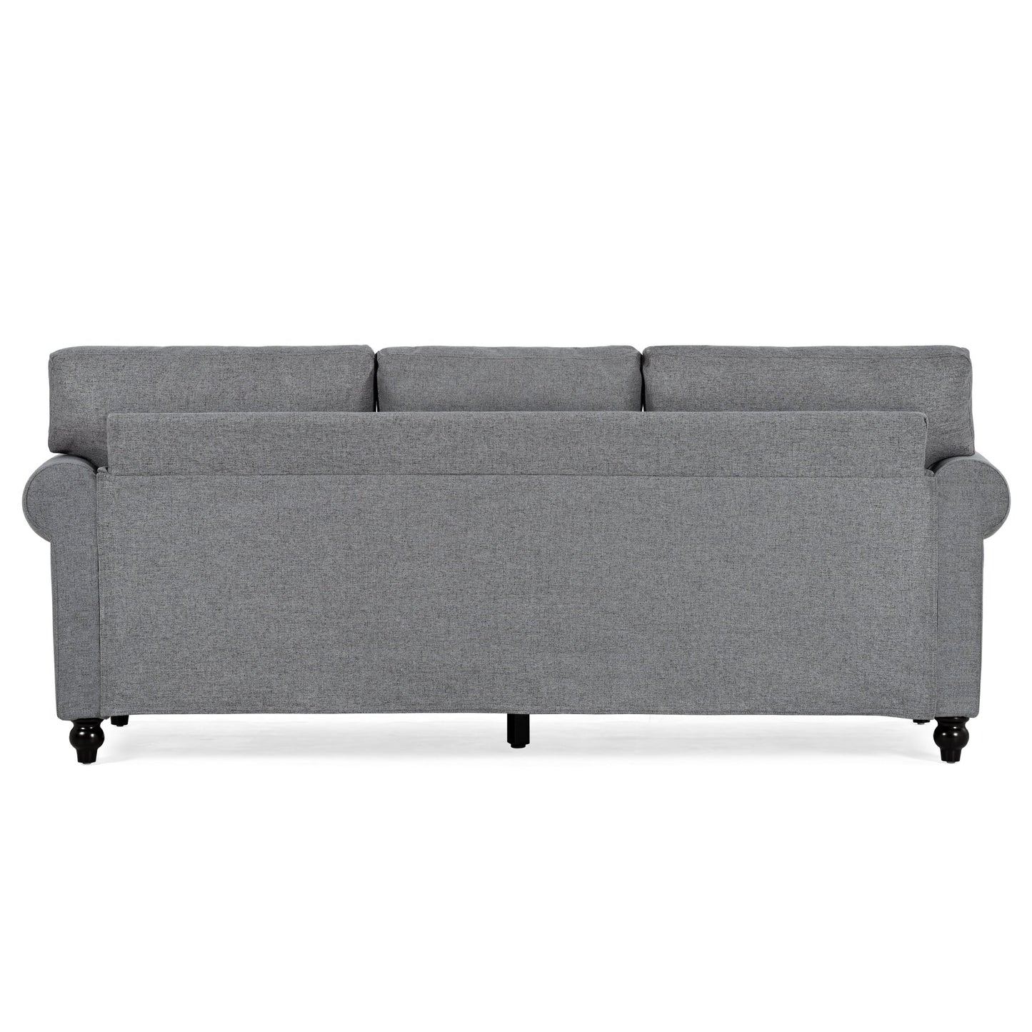 Grey Upholstered 3-seater Sofa with Nailheads