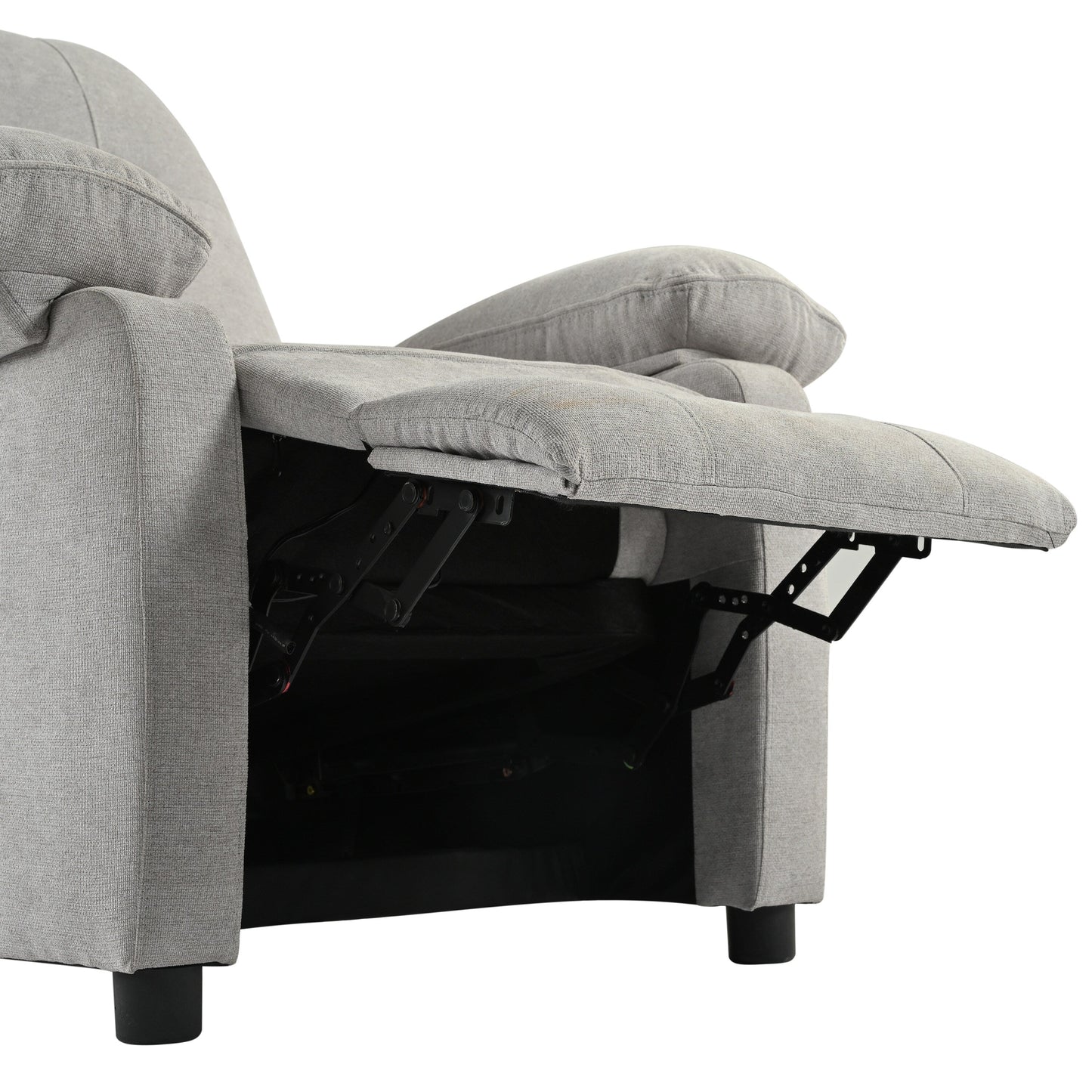 Grey Upholstered Manual Recliner with Massage, Lumbar Heating, Pillow Top Arms, Side Pockets