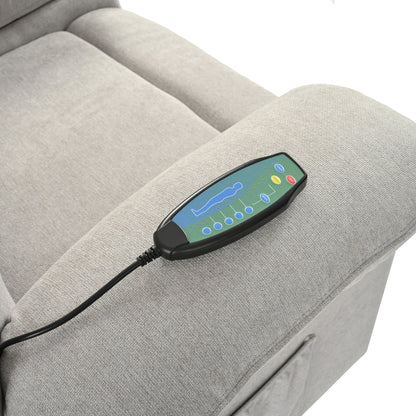 Grey Upholstered Manual Recliner with Massage, Lumbar Heating, Pillow Top Arms, Side Pockets
