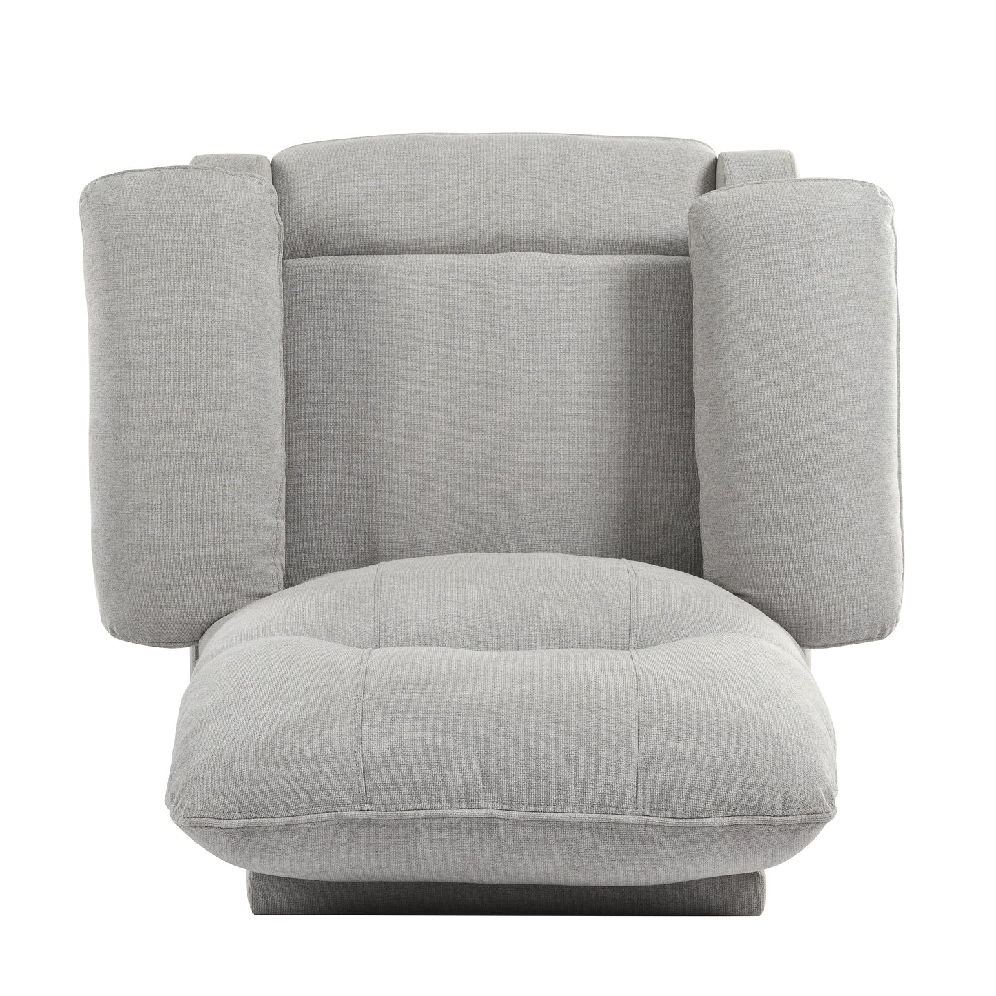 Grey Upholstered Manual Recliner with Massage, Lumbar Heating, Pillow Top Arms, Side Pockets