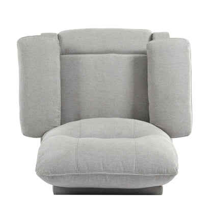Grey Upholstered Manual Recliner with Massage, Lumbar Heating, Pillow Top Arms, Side Pockets