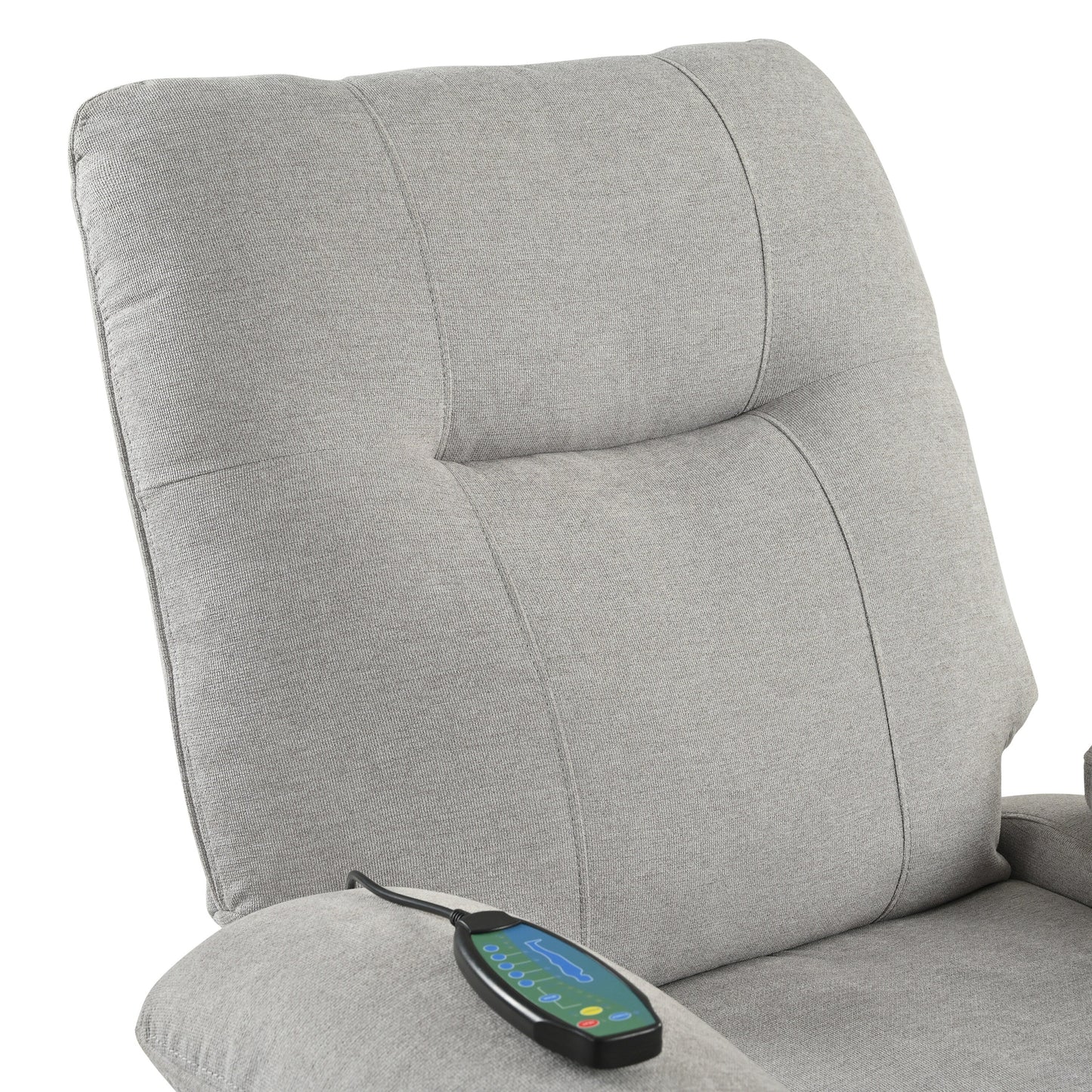 Grey Upholstered Manual Recliner with Massage, Lumbar Heating, Pillow Top Arms, Side Pockets