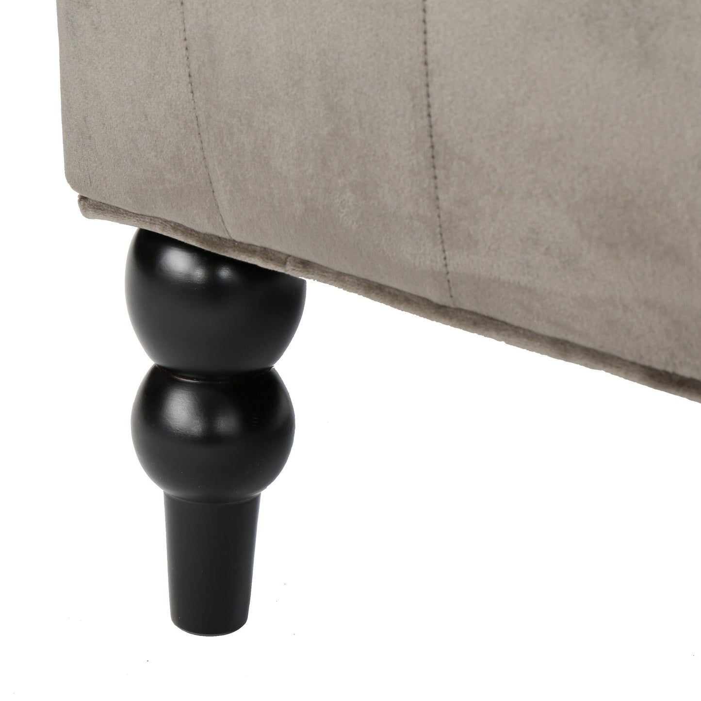 Grey Velvet Button Tufted High Wingback Loveseat Sofa