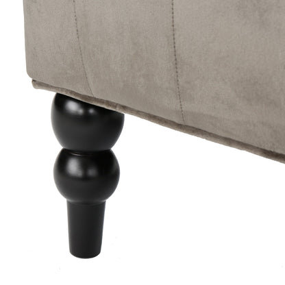 Grey Velvet Button Tufted High Wingback Loveseat Sofa