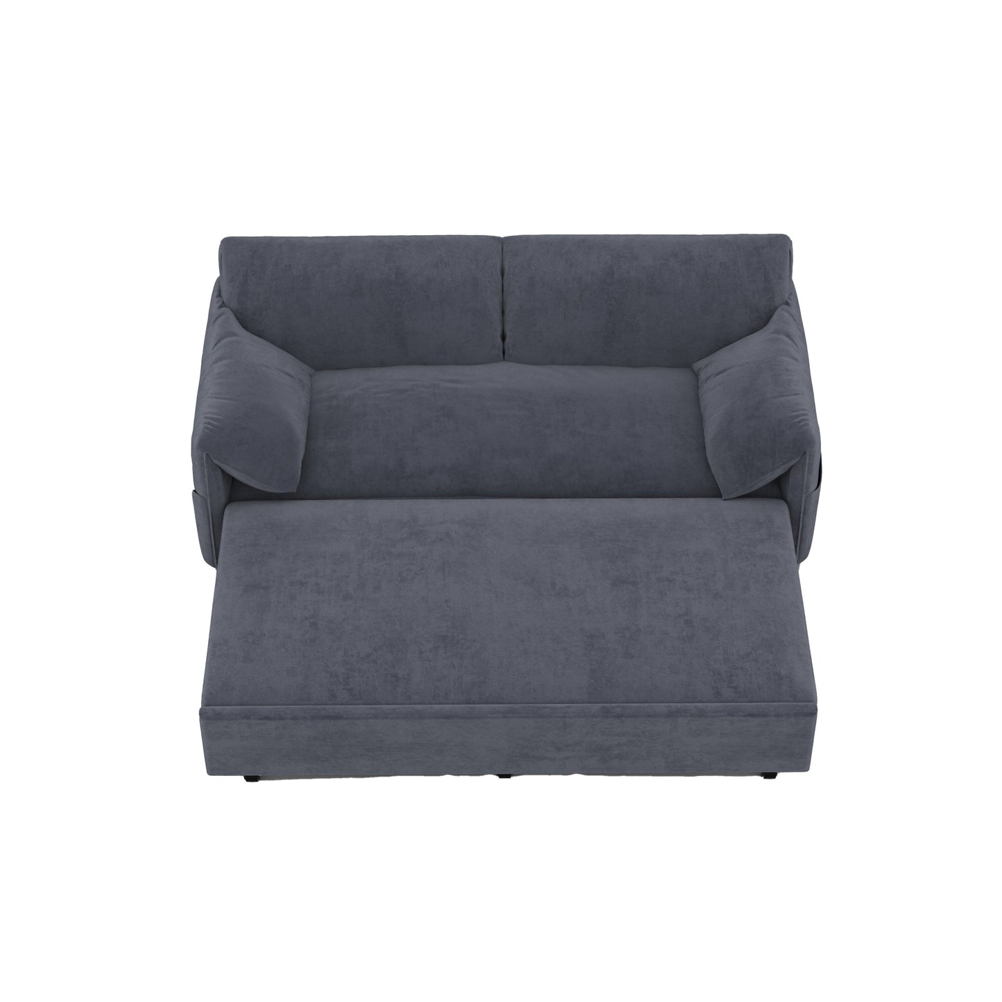 Grey Velvet Loveseat Pull Out Sofa Bed with Side Storage