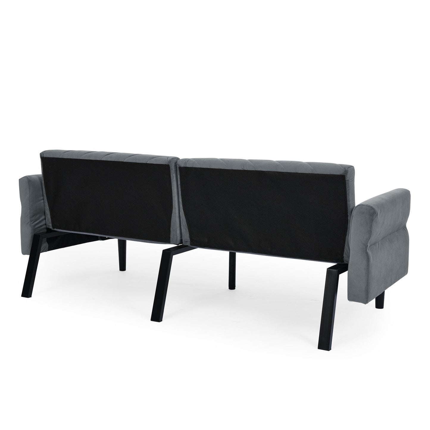 Grey Velvet Tufted Convertible Futon Sofa Bed