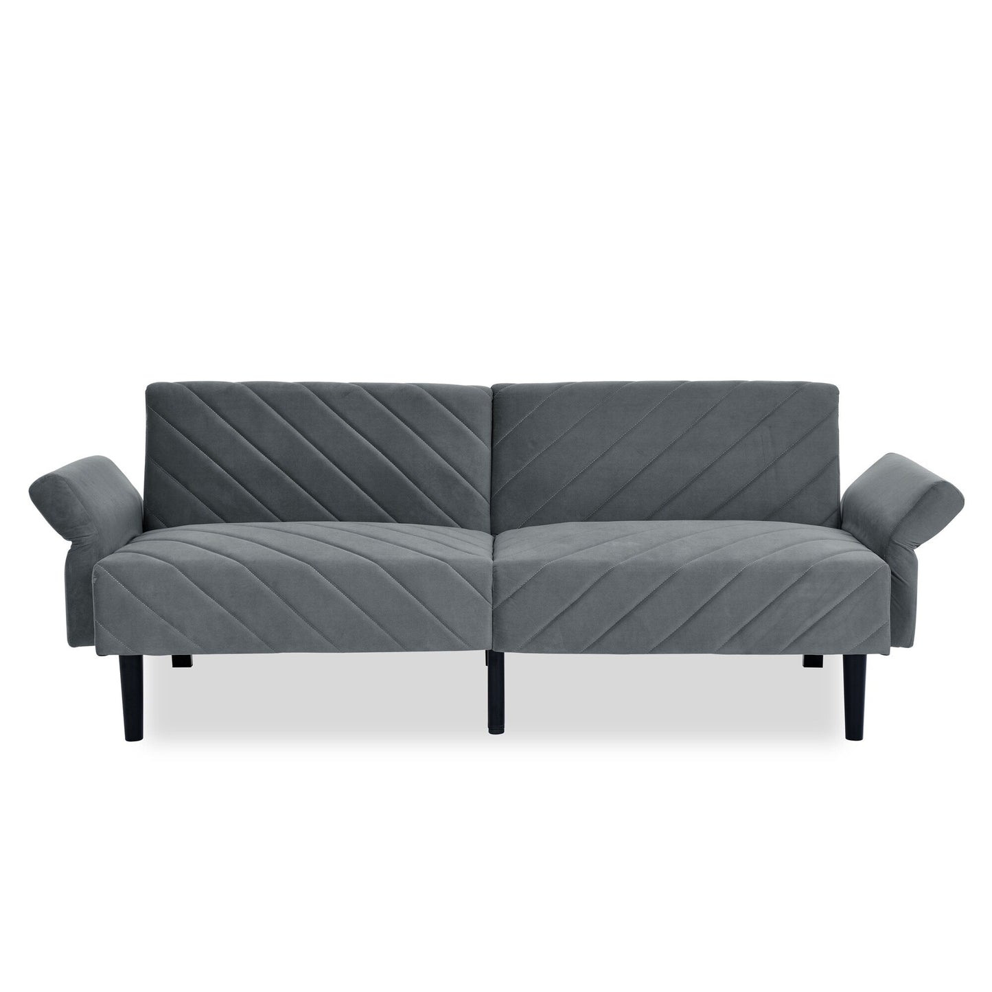Grey Velvet Tufted Convertible Futon Sofa Bed