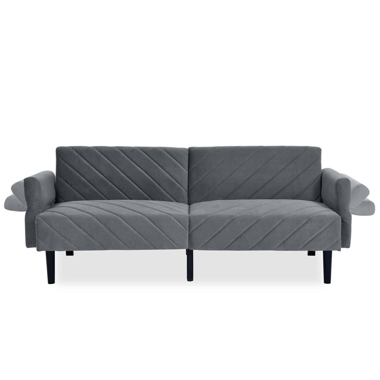 Grey Velvet Tufted Convertible Futon Sofa Bed