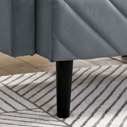 Grey Velvet Tufted Convertible Futon Sofa Bed