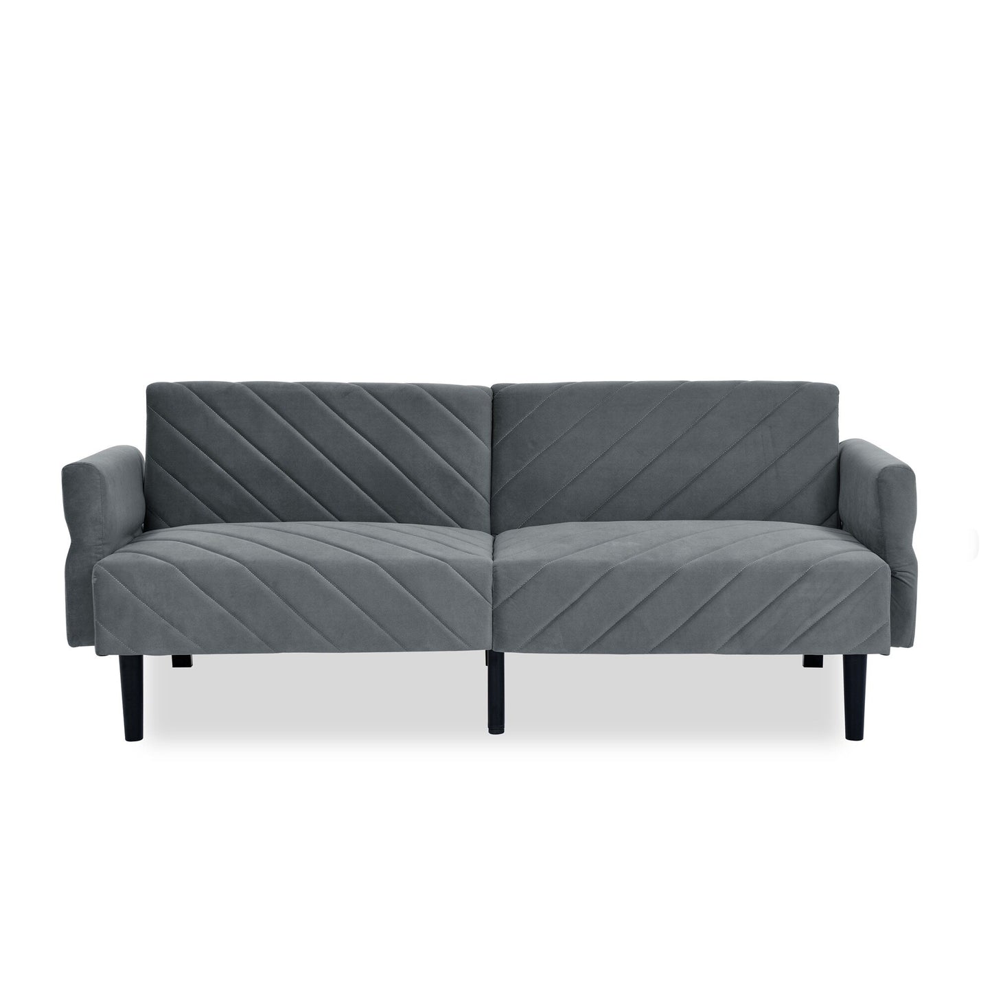 Grey Velvet Tufted Convertible Futon Sofa Bed