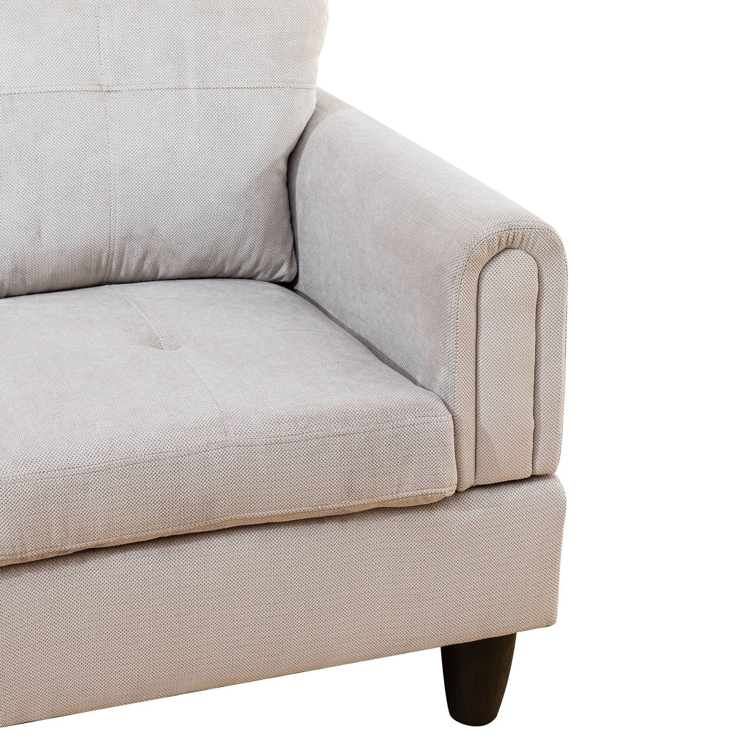 Grey White Corduroy 3-Piece Living Room Sofa Set
