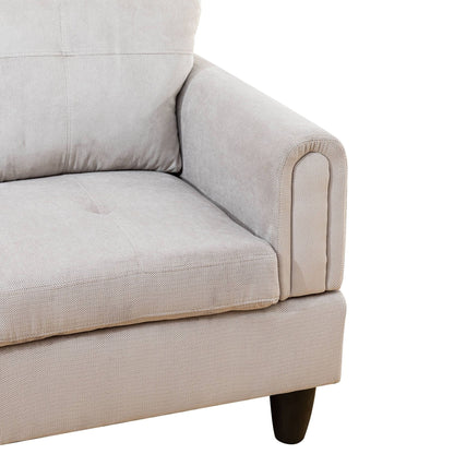 Grey White Corduroy 3-Piece Living Room Sofa Set