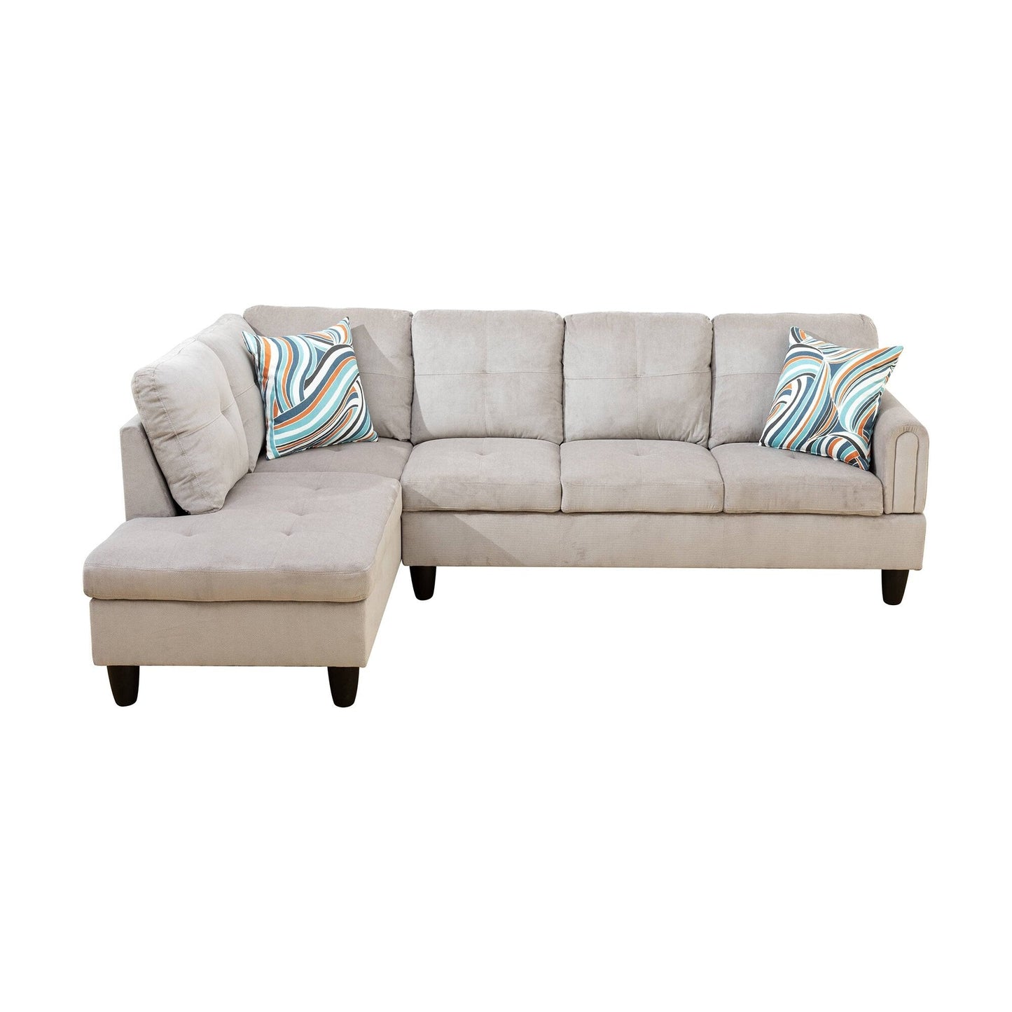 Grey White Corduroy 3-Piece Living Room Sofa Set
