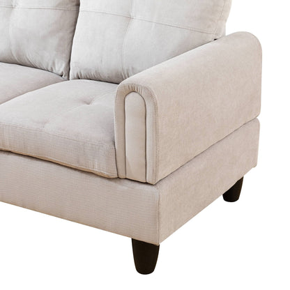 Grey White Corduroy 3-Piece Living Room Sofa Set