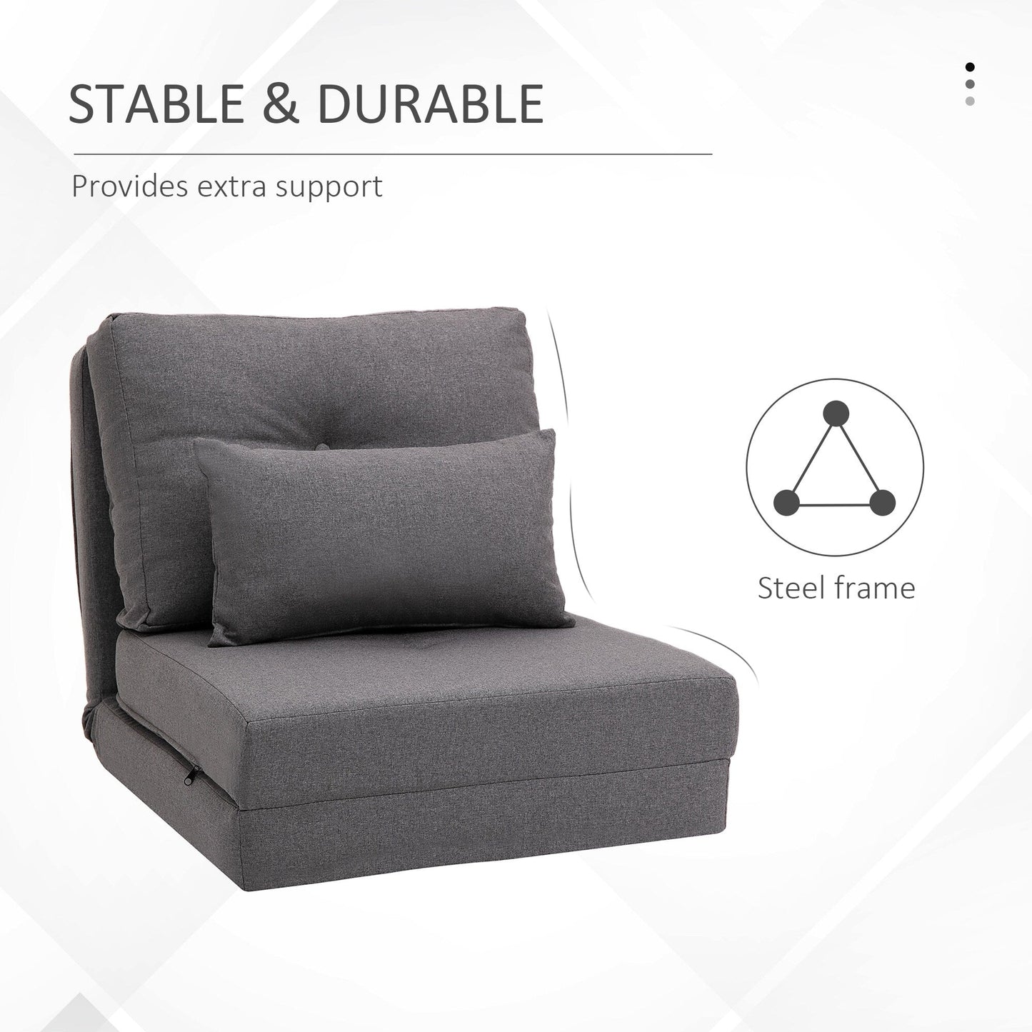 HOMCOM Convertible Flip Folding Upholstered Chair, Floor Lazy Sofa Bed