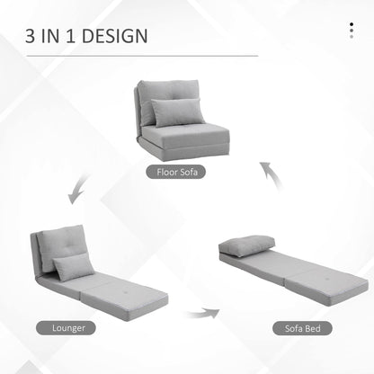 HOMCOM Convertible Flip Folding Upholstered Chair, Floor Lazy Sofa Bed
