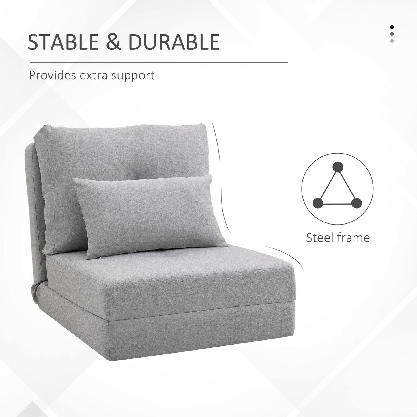 HOMCOM Convertible Flip Folding Upholstered Chair, Floor Lazy Sofa Bed