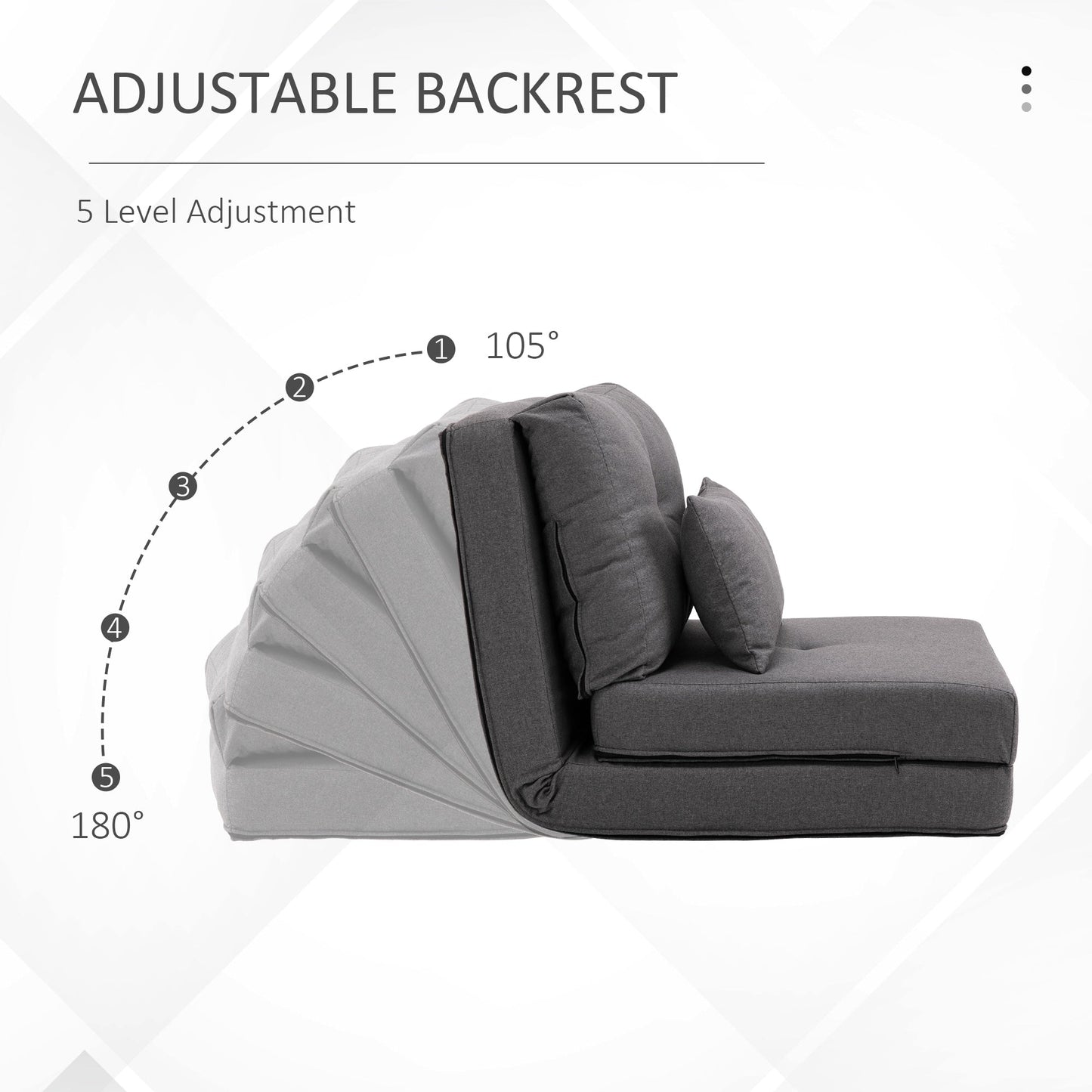 HOMCOM Convertible Flip Folding Upholstered Chair, Floor Lazy Sofa Bed