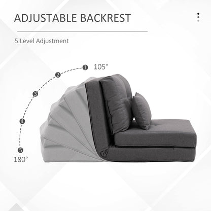 HOMCOM Convertible Flip Folding Upholstered Chair, Floor Lazy Sofa Bed