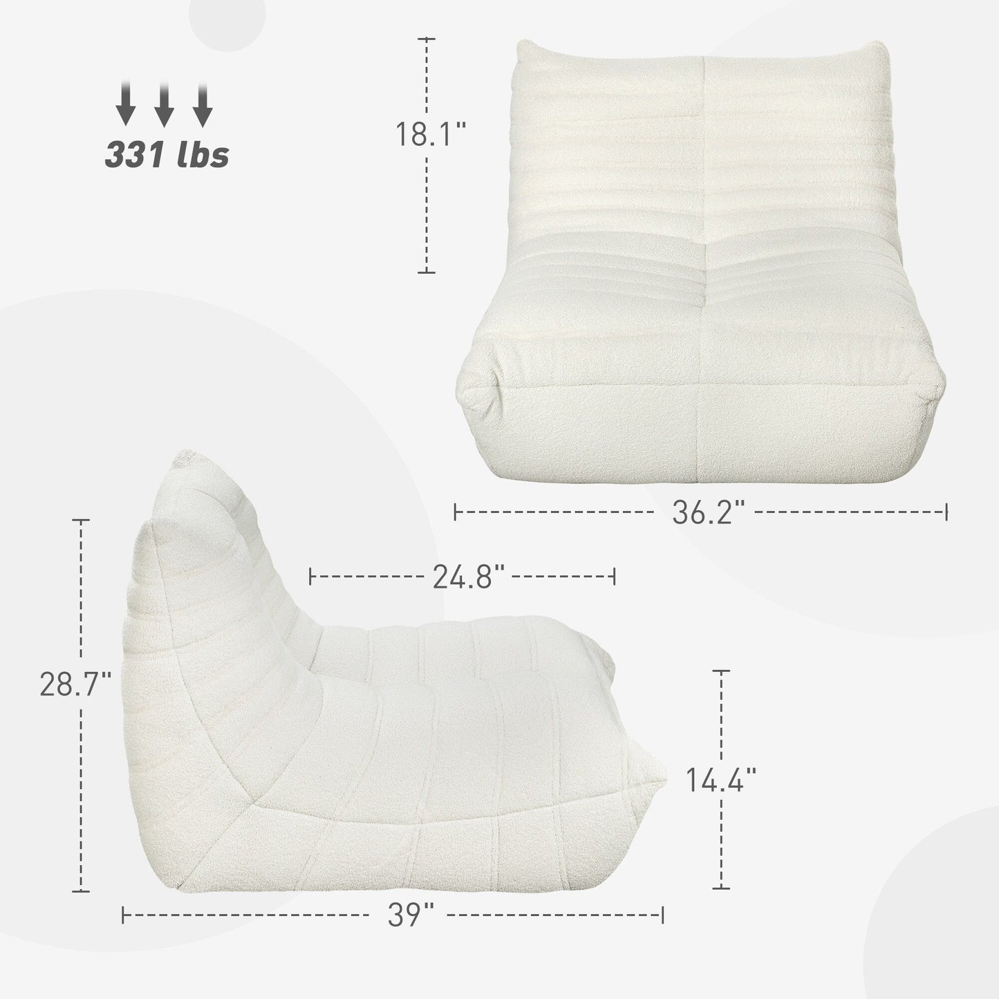 HOMCOM Bean Bag Chair for Adults, Giant Fireside Chair Lazy Sofa, Bean Bag Sofa with High Density Comfortable Foam