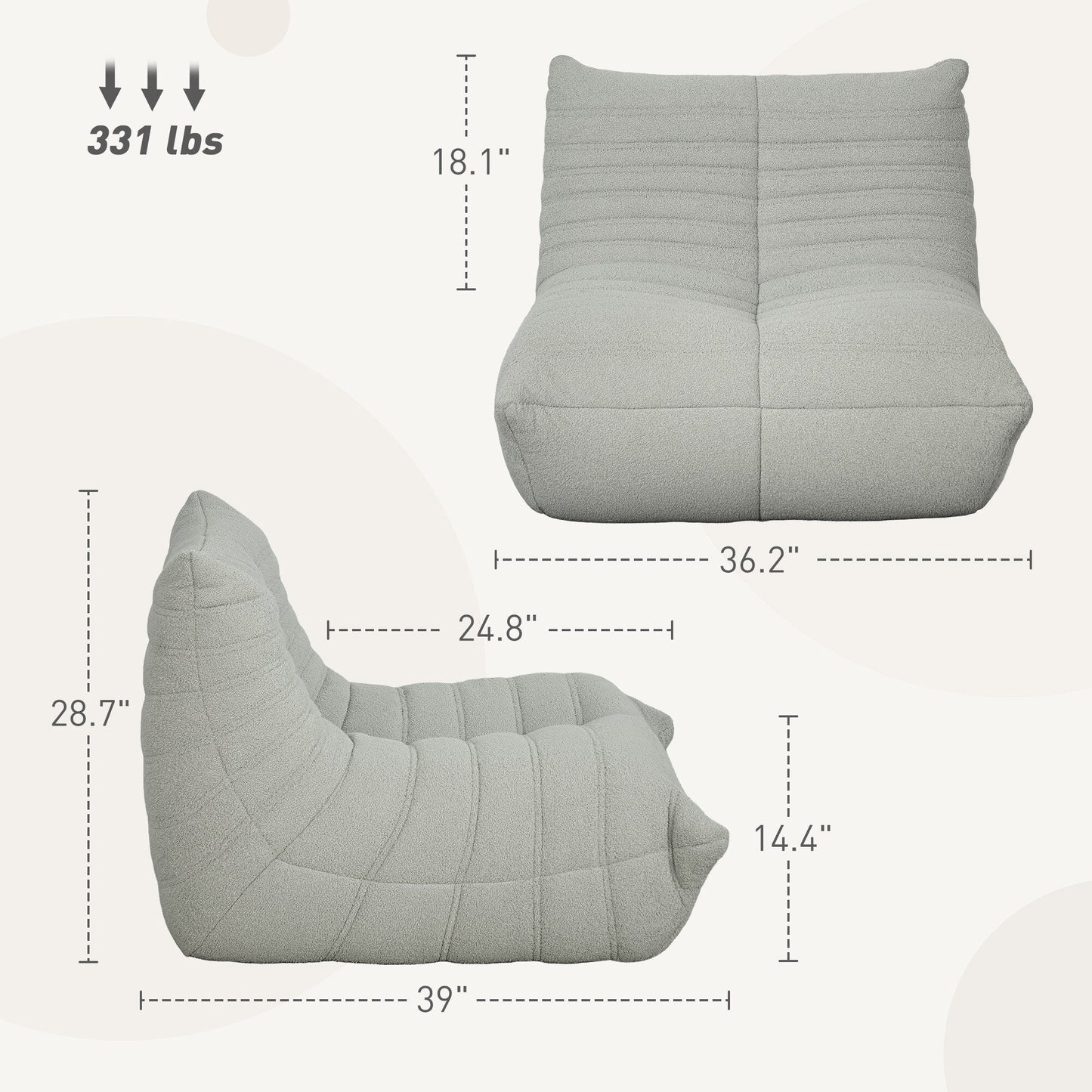 HOMCOM Bean Bag Chair for Adults, Giant Fireside Chair Lazy Sofa, Bean Bag Sofa with High Density Comfortable Foam