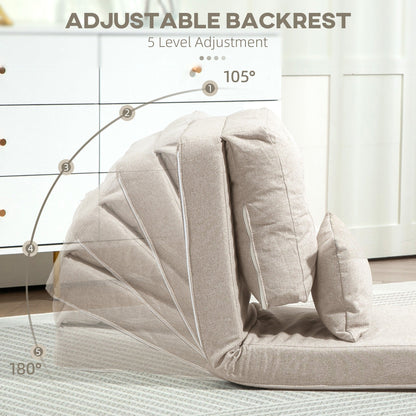 HOMCOM Convertible Flip Folding Upholstered Chair, Floor Lazy Sofa Bed