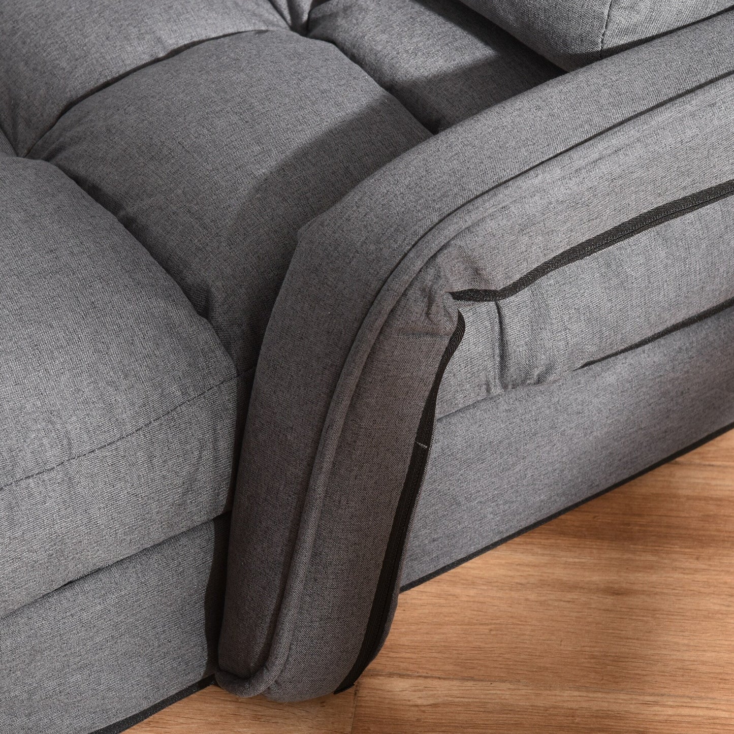 HOMCOM Convertible Floor Sofa Bed, Recliner Armchair Upholstered Sleeper Chair with Pillow for Living Room Bedroom Lounge, Grey