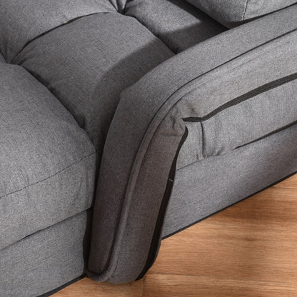 HOMCOM Convertible Floor Sofa Bed, Recliner Armchair Upholstered Sleeper Chair with Pillow for Living Room Bedroom Lounge, Grey