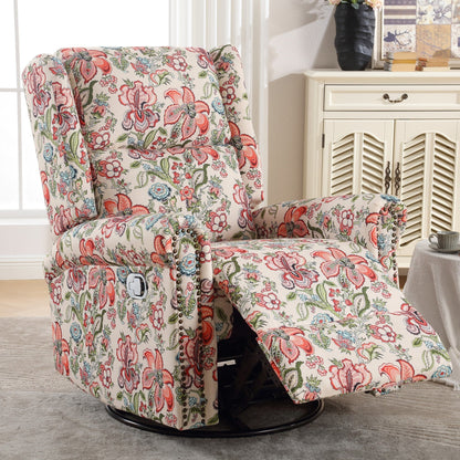 HOMYKA Floral Manual Recliner Swivel Rocking Chair Glider Set of 2