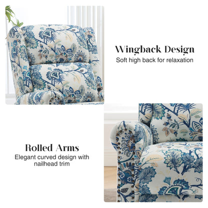 HOMYKA Floral Manual Recliner Swivel Rocking Chair Upholstered Glider