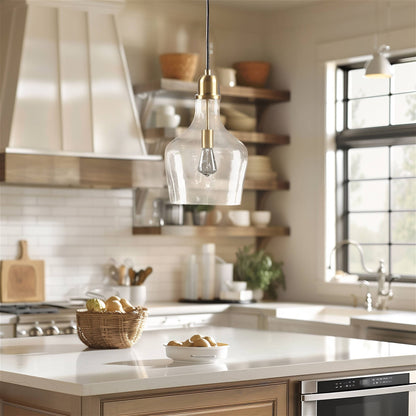 INK+IVY Auburn Bell Shaped Hanging Glass Pendant Light