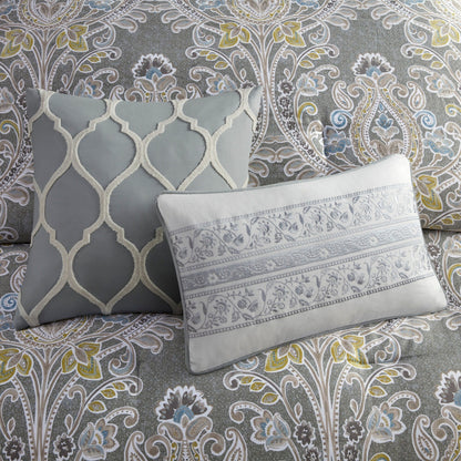 Harbor House Hallie 6-piece Grey Damask Pattern Cotton Comforter Set