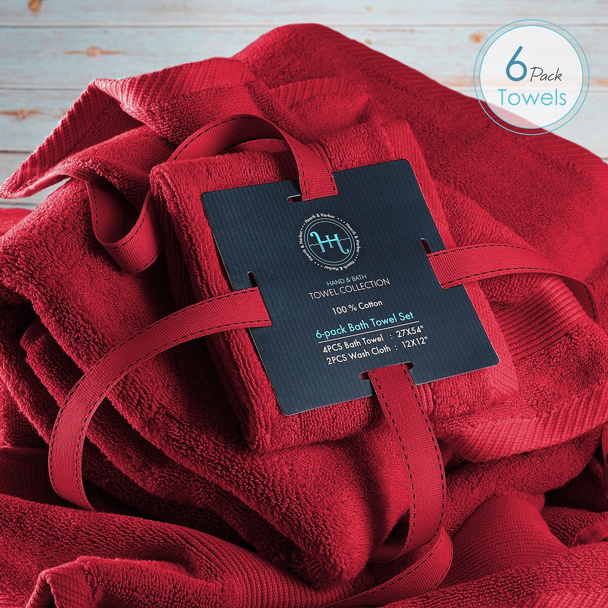 Hearth & Harbor 100 Percent Cotton Ultra Soft and Absorbent Bath Towel Set