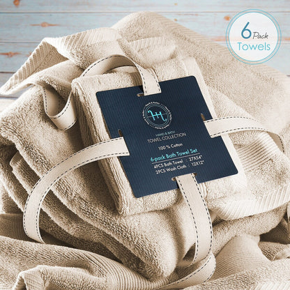 Hearth & Harbor 100 Percent Cotton Ultra Soft and Absorbent Bath Towel Set