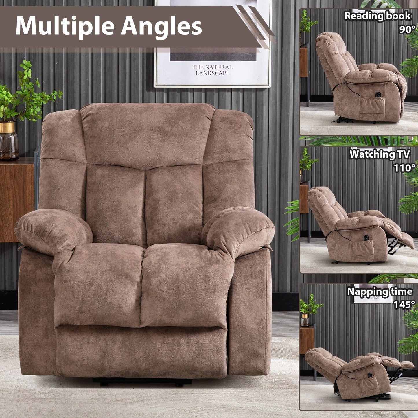 Heavy Duty Power Lift Recliner Chair for Elderly with Overstuffed Design