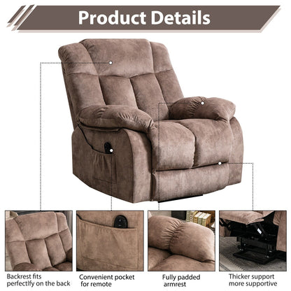 Heavy Duty Power Lift Recliner Chair for Elderly with Overstuffed Design