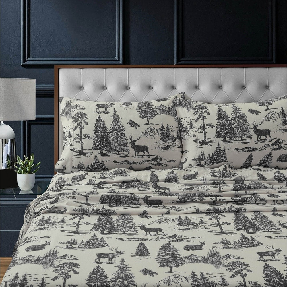 Heavyweight 200GSM Cotton Flannel Printed Extra Deep Pocket Sheet Set