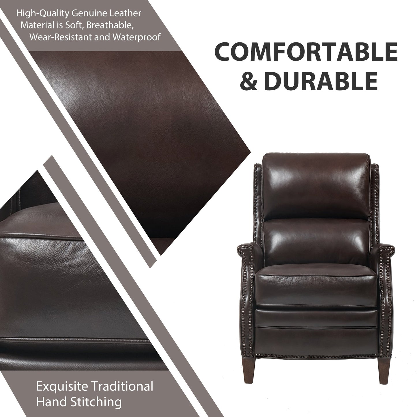 Hekkin Genuine Leather Power Recliner with Adjustable Headrest and USB Port Ultra-Comfy Living Room Seating