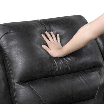 Henry Manual Double Reclining Sofa in Pillow Tufted Black Microfiber